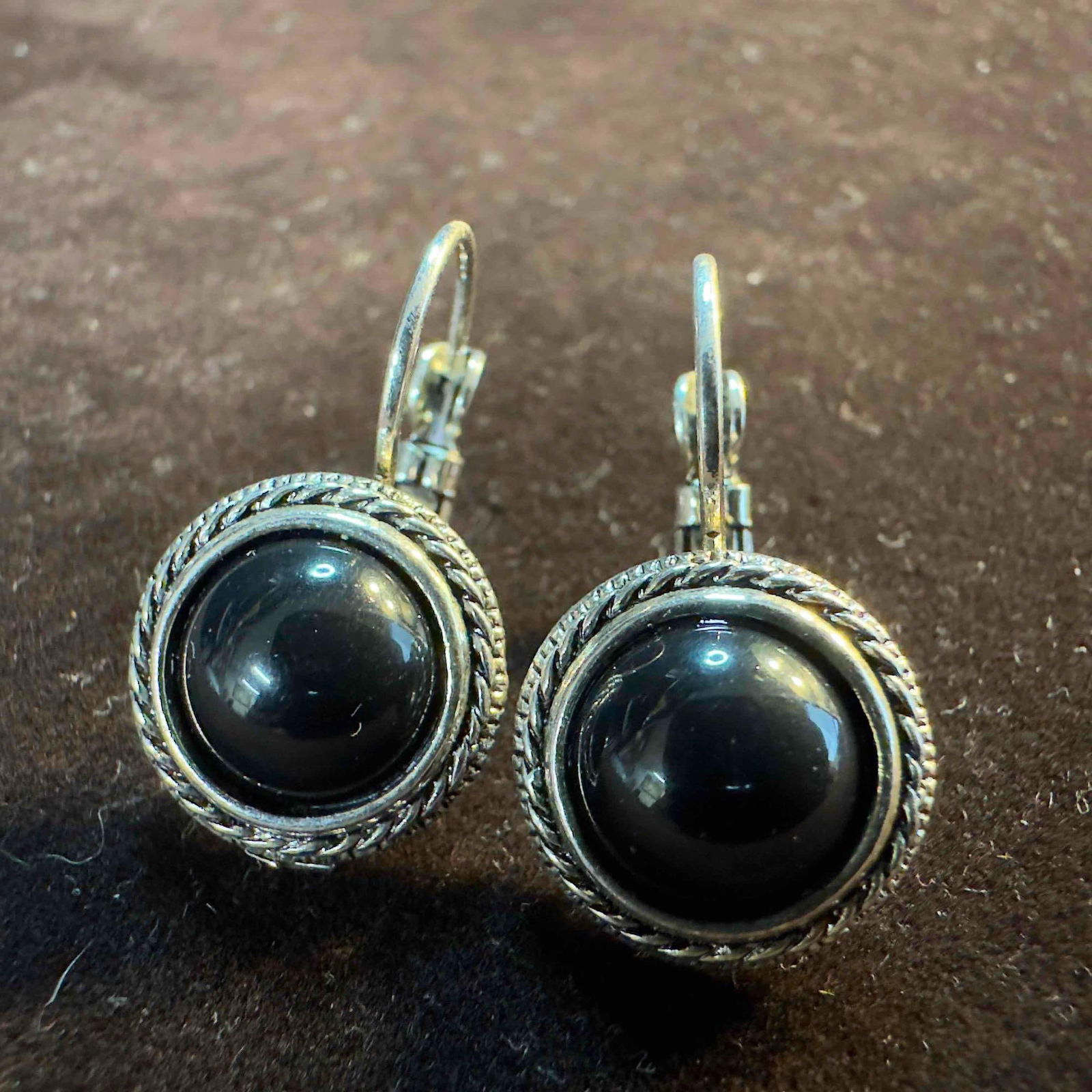Black Onyx Gemstone Sterling Silver Round Hook Earrings Z10 (1 of 7)