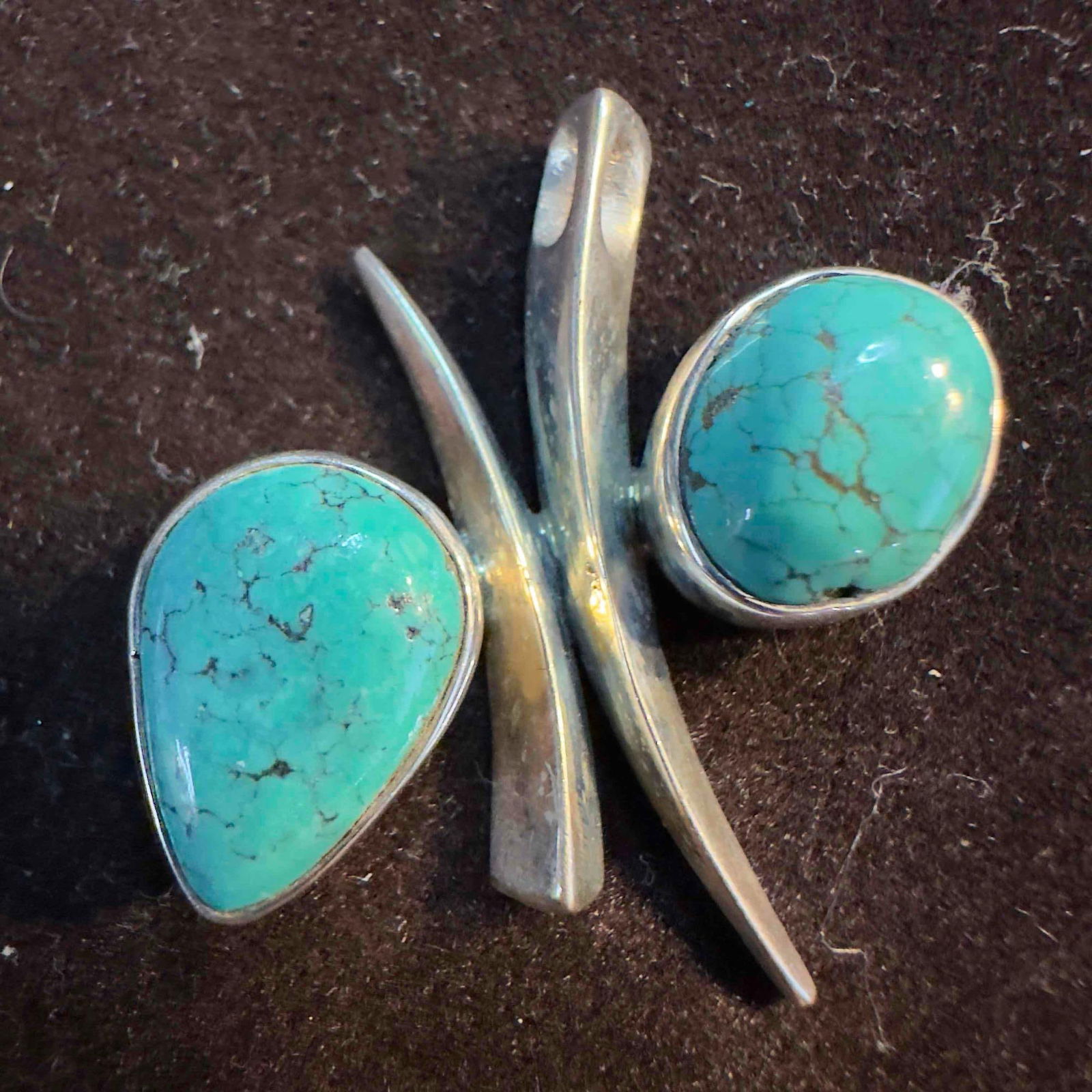 Turquoise Two Stone Sterling Silver Gemstones Pendant (1 of 10)