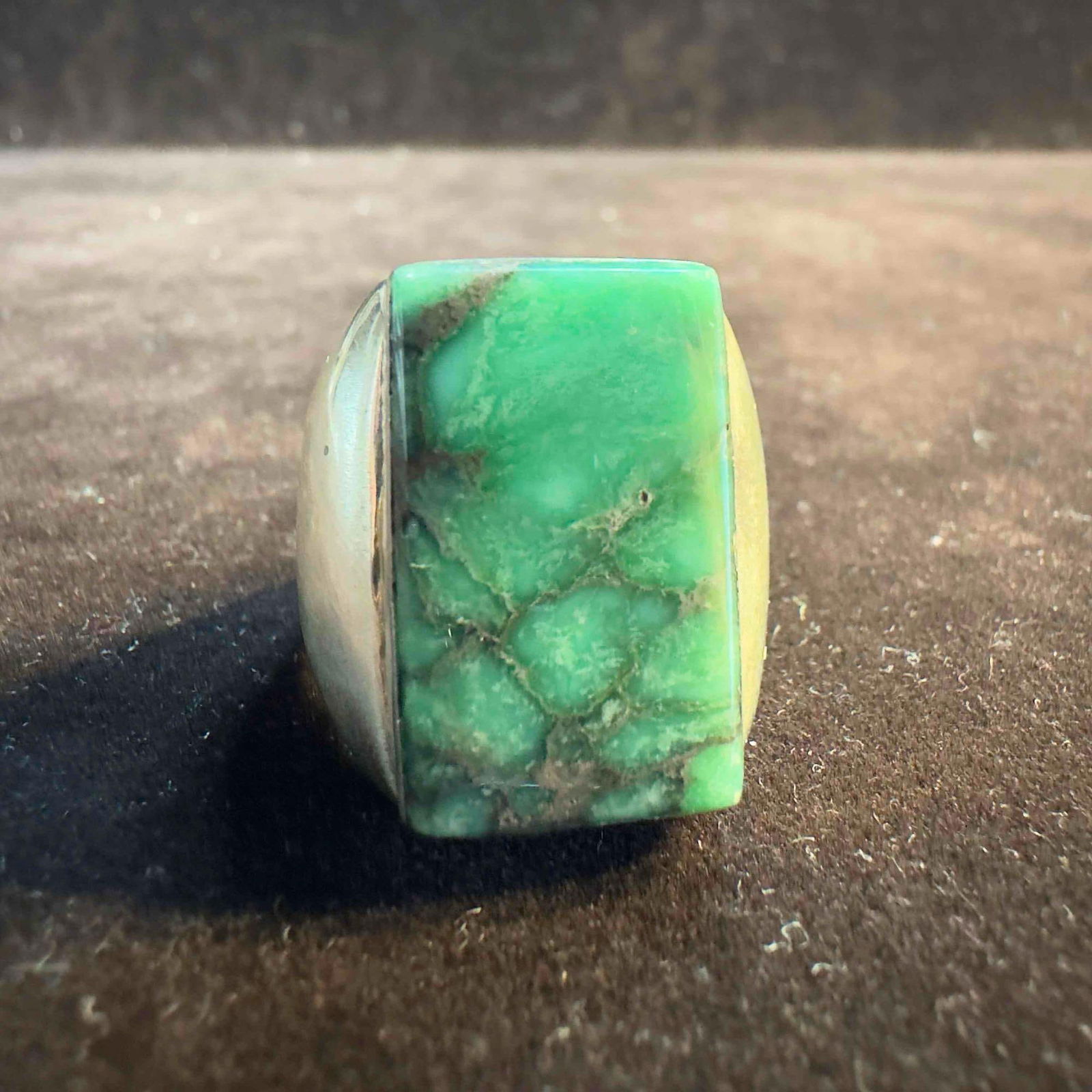 925 Sterling Silver Turquoise Gemstone Rectangle Stone Set Ring Size 12 (1 of 14)