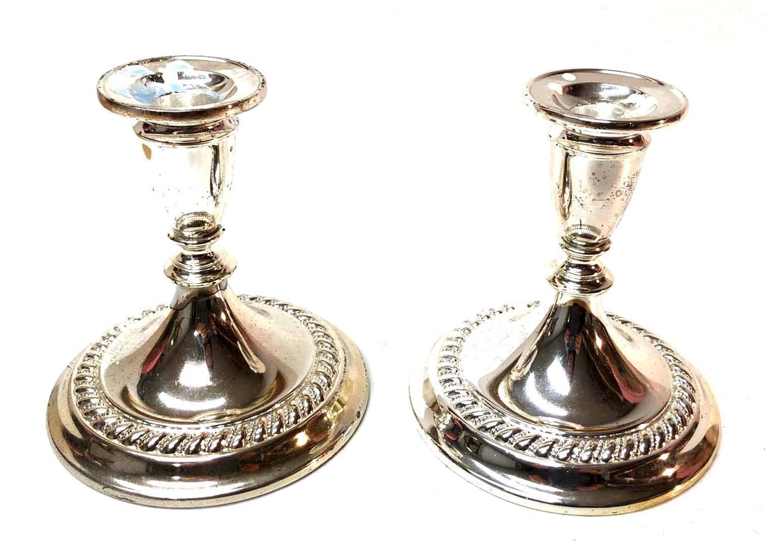 Pair of Silver Plate Candle Stick Holders - Made in England (1 of 8)
