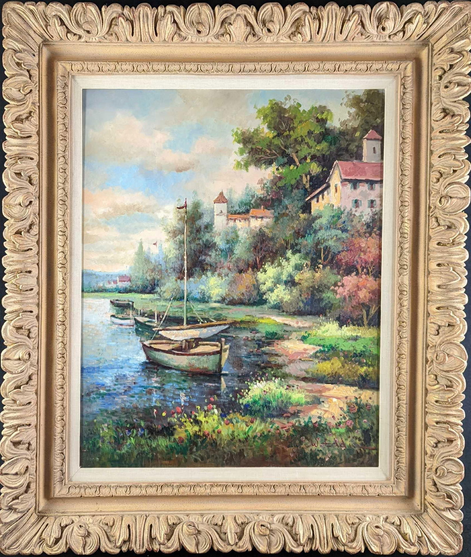 JB Framed Original Oil On Canvas W.Eddie Village (1 of 7)