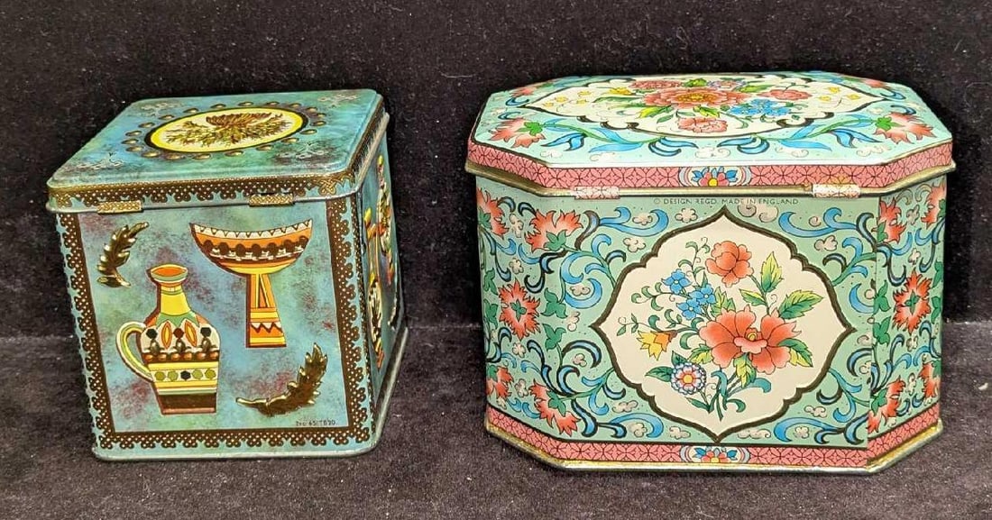 Vintage Made In England Colorful Tea Caddy Tins (1 of 7)