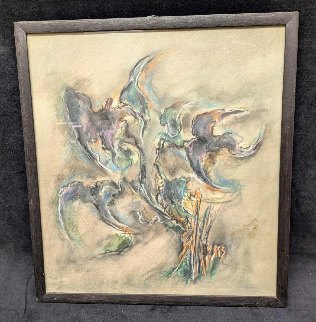 Framed Bozena Wahl Pastel On Paper Abstract Art (1 of 5)