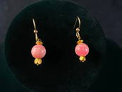 14k Gold Dangle Earrings w/ Rhodochrosite Beads