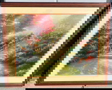 Kinkade "Stairway To Paradise" Signed Lithograph: Kinkade "Stairway To Paradise" Signed Lithograph Limited Edition, 30" x 40" signed lithograph of Stairway to Paradise by Thomas Kinkade. The painting features a marble stairway to a r