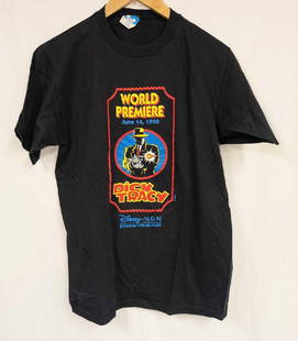 Disney MGM Dick Tracy World Premiere Movie Large Shirt: Disney MGM Dick Tracy World Premiere Movie Large Shirt. Made of 100% cotton. Has some wrinkles due to storage. Folded, the shirt is 10" x 7" x 1" and it weighs 0.39lb.Â
