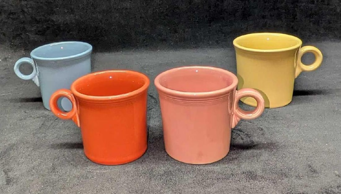 4 Fiestaware Sunflower Persimmon Rose Periwinkle Ring Mugs (1 of 14)