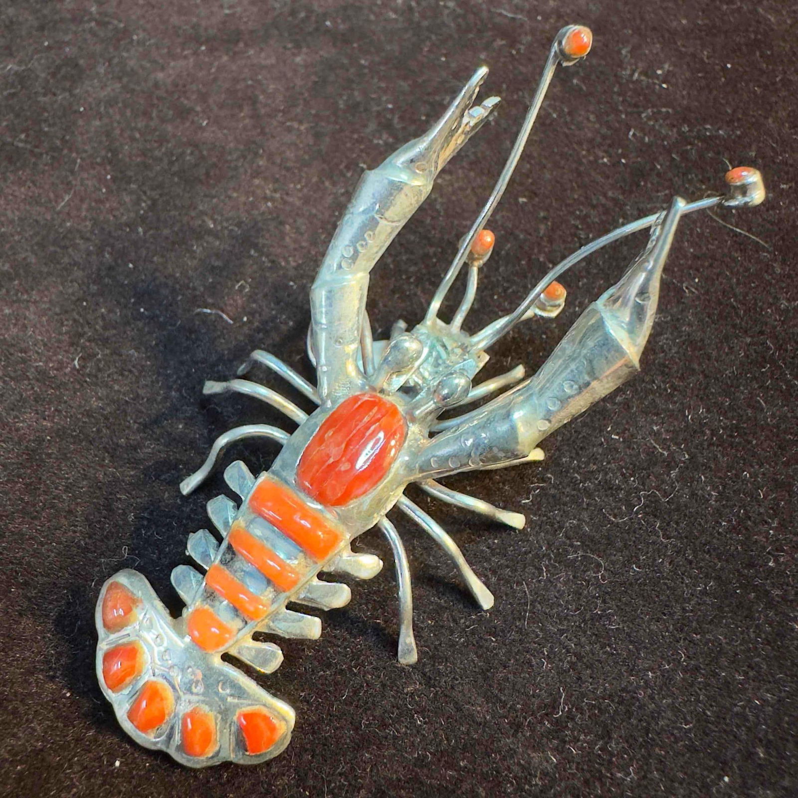 Sterling Silver Red Coral Lobster Brooch B83 (1 of 4)