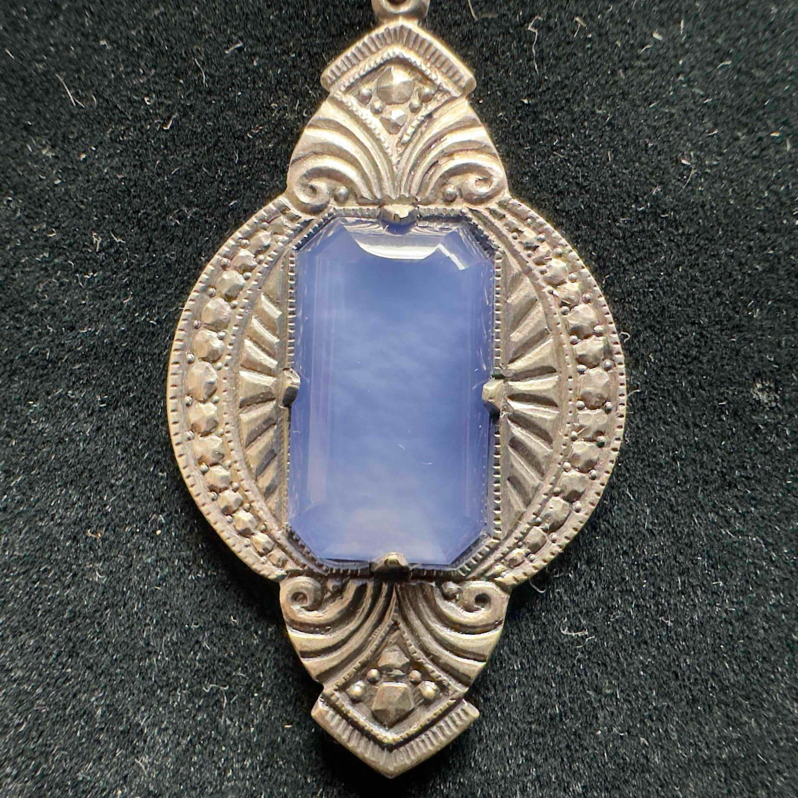 Blue Chalcedony Gemstone Setting Sterling Silver Necklace Germany C92 (1 of 10)