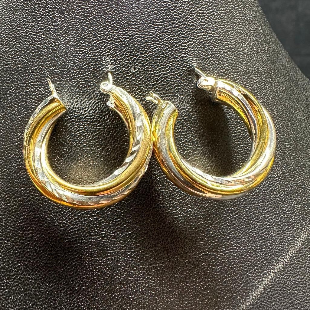 Sterling Two-Tone Hoop Earrings (1 of 2)