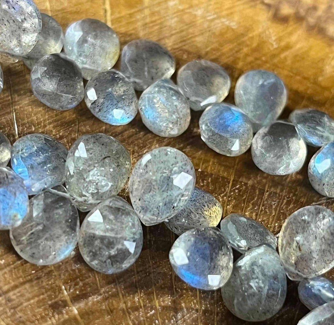 Labradorite Beads Faceted Puffed Teardrop Strands 2 (1 of 9)