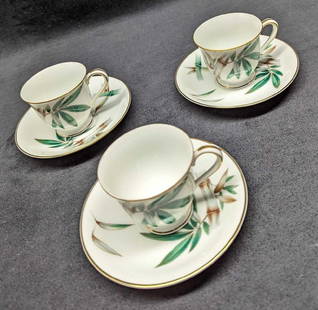3 Vintage Noritake China 5665 Demitasse Cups & Saucers B: 3 Vintage Noritake China 5665 Demitasse Cups & Saucers B.This lot includes: (3) Demitasse Cups. These are approx 3 1/4" x 2 1/2" x 2 1/4". (3) Saucers. These are approx 4 3/4&#