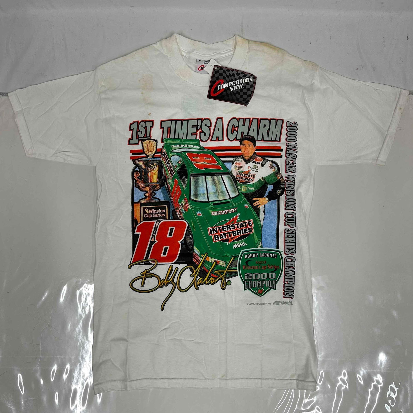 Bobby Labonte 2000 NASCAR Champion T-Shirt White Medium Shirt (1 of 6)