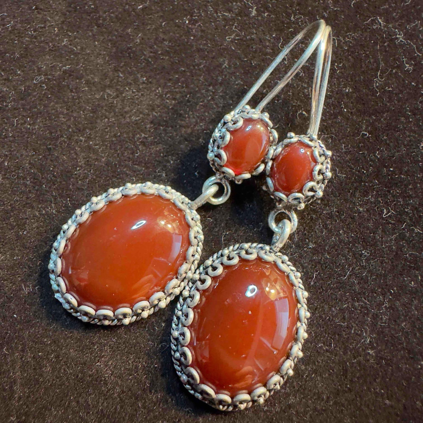 DGS Turkey 925 Sterling Silver Carnelian Gemstone Earrings (1 of 8)