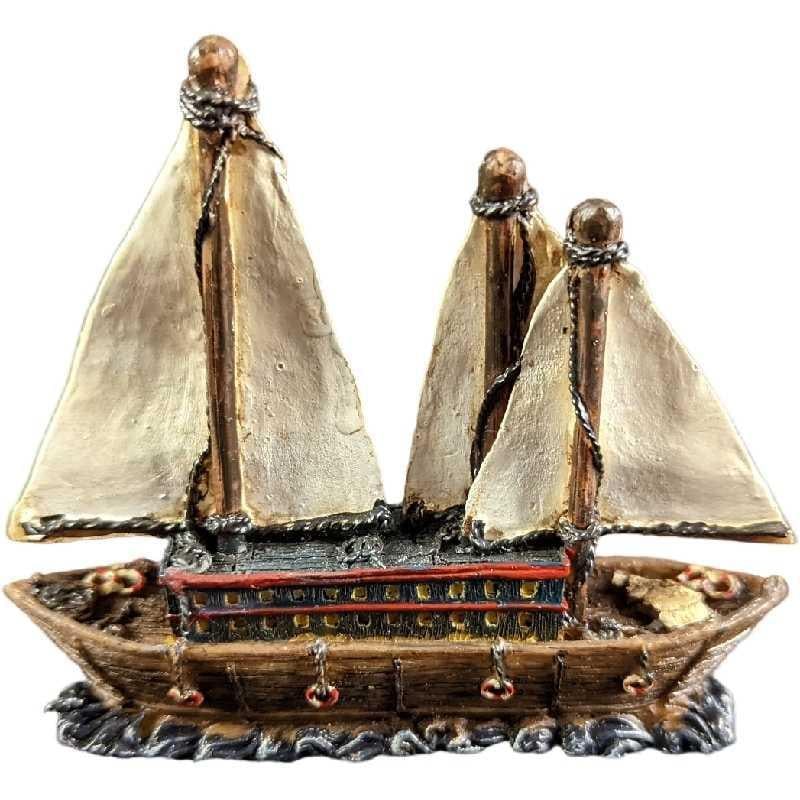 Small Hand Painted Resin Sailboat Figurine (1 of 6)