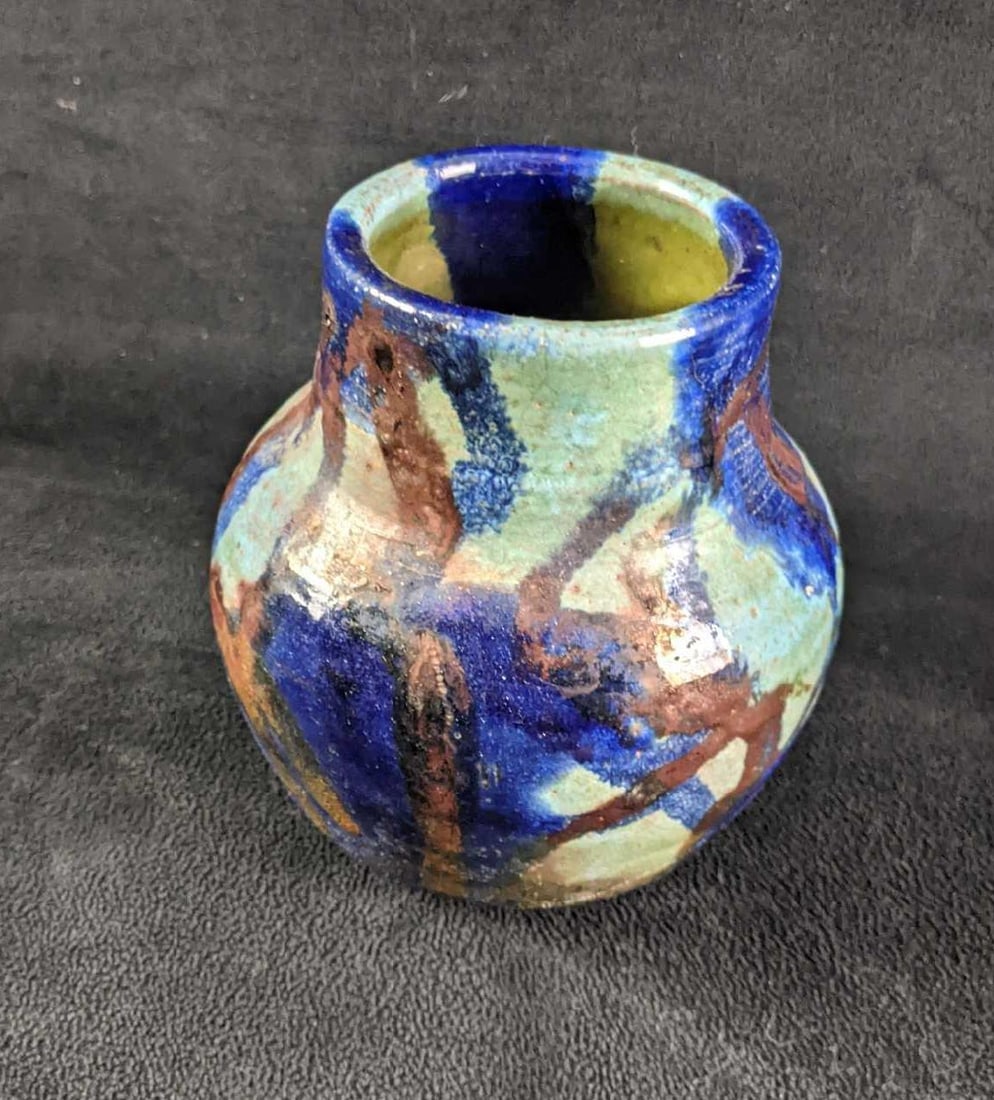 Pottery Ceramic Blue Vase (1 of 5)