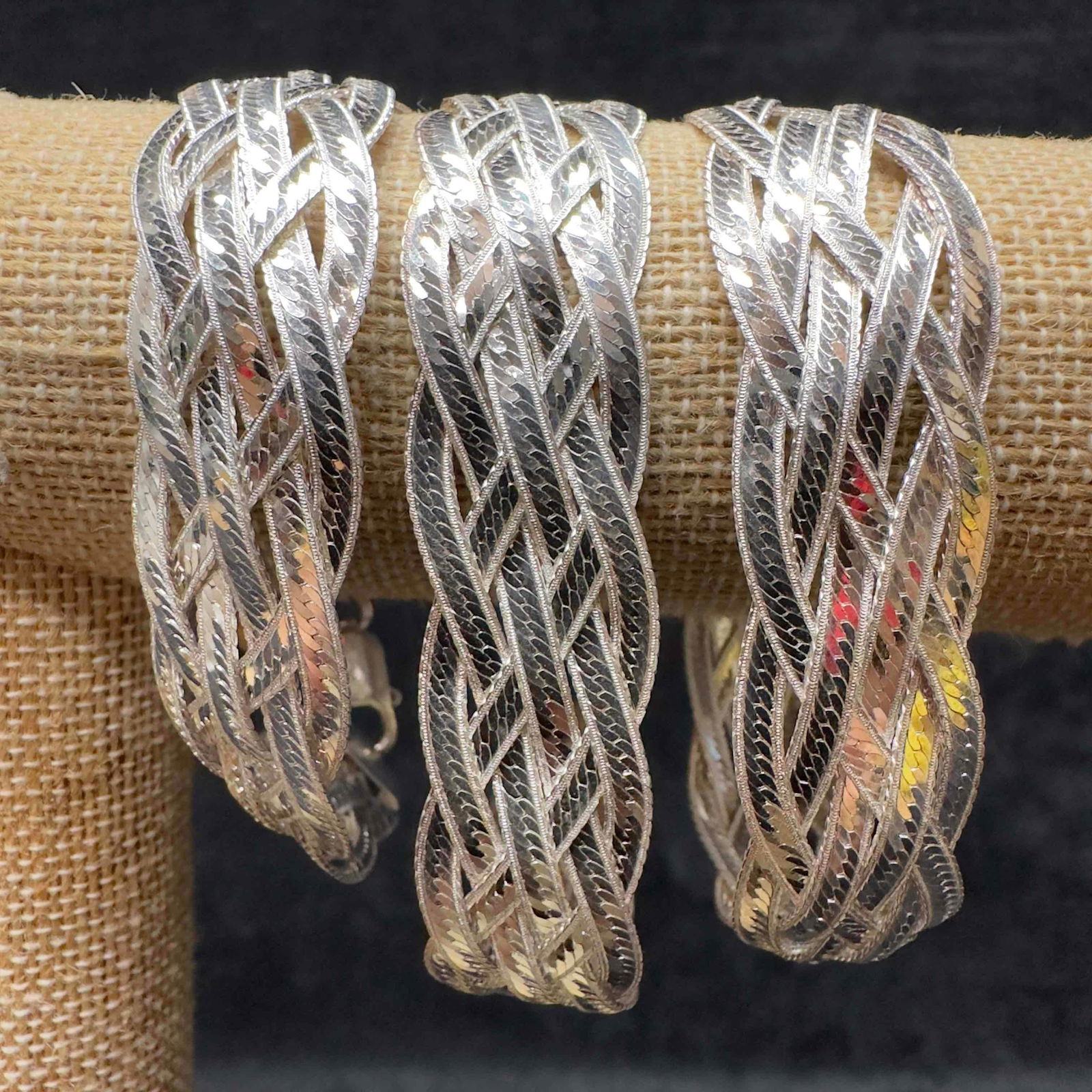 Milor 925 Italy Sterling Silver Woven Bracelet Set Lot of Three Braided Style Bracelets Y17 (1 of 10)