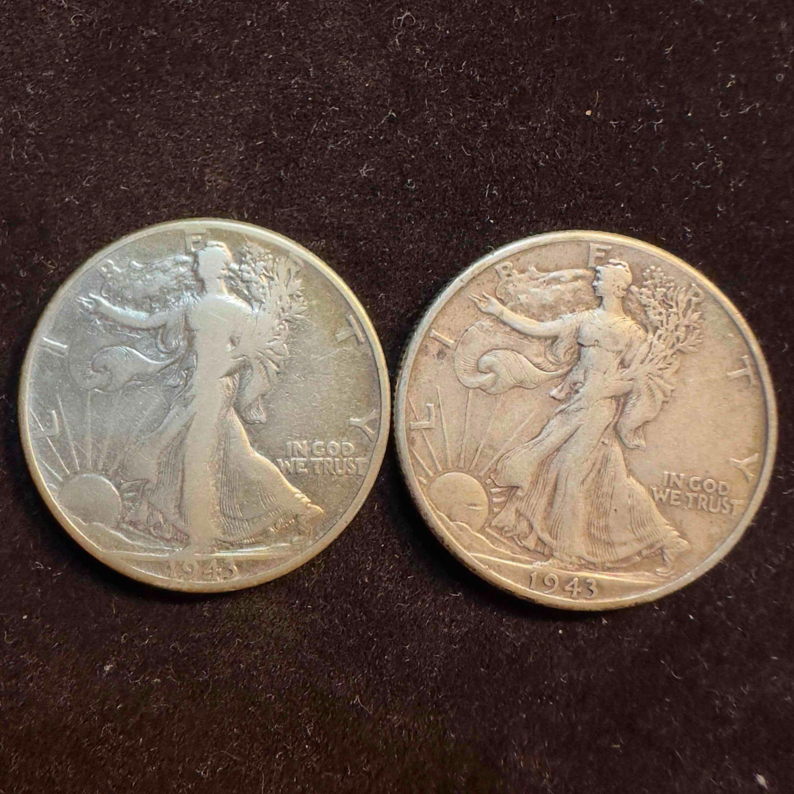 Set of Two Silver Coins 1943 Walking Liberty Half Dollars Coin Collection (1 of 6)