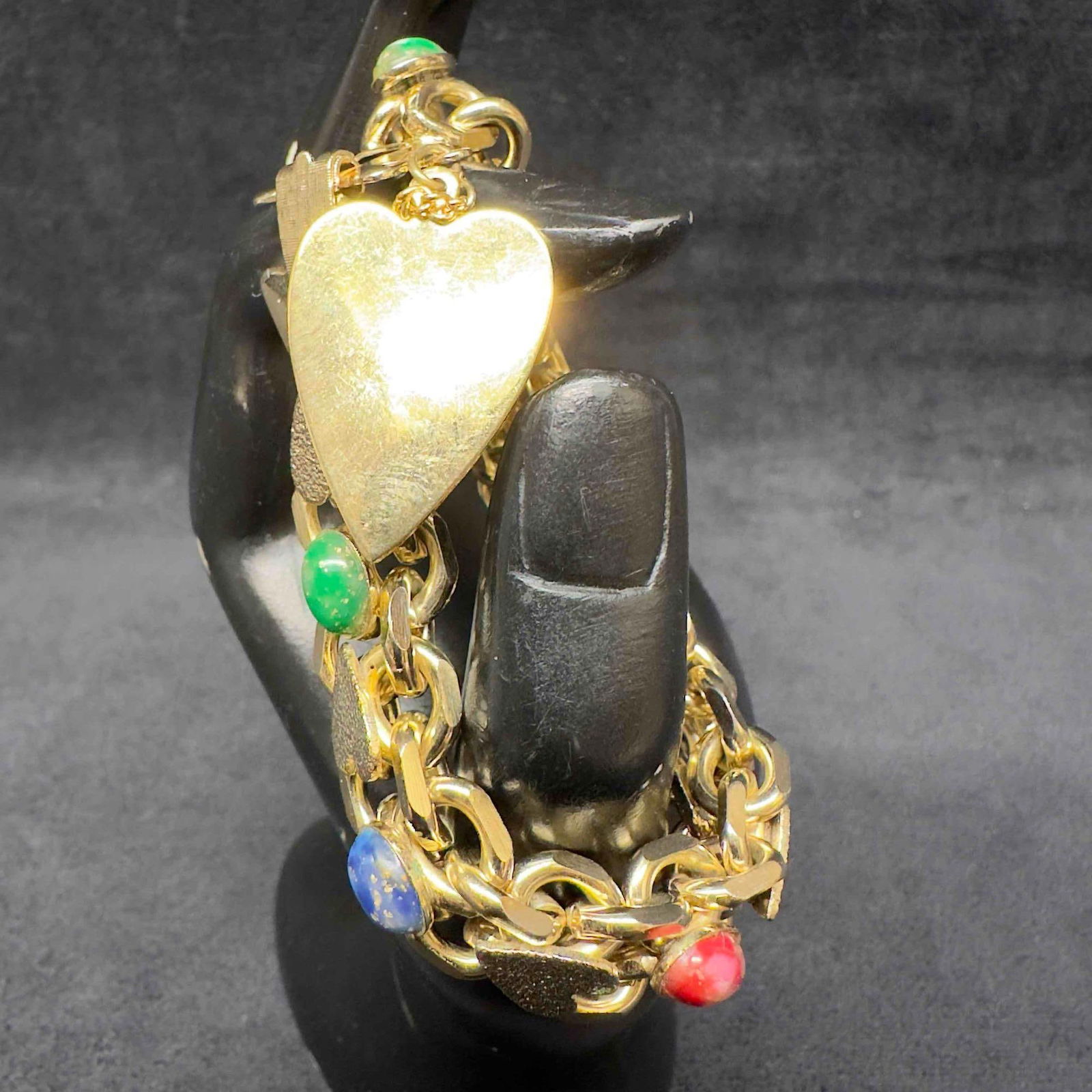 Gold Plated Gemstones Heart Accents Bracelet (1 of 5)