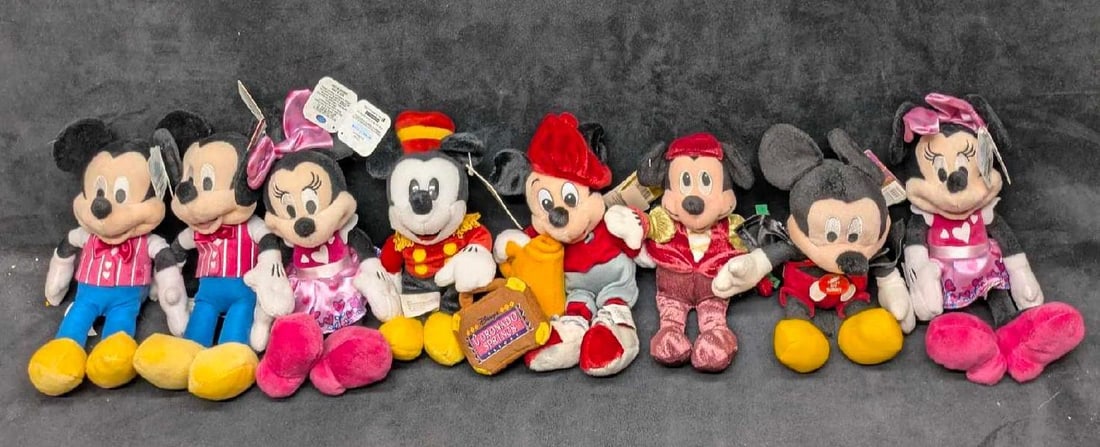 8 Disney Mickey And Minnie Mouse Bean Bag And Plush Dolls With Rare Bellhop (1 of 6)