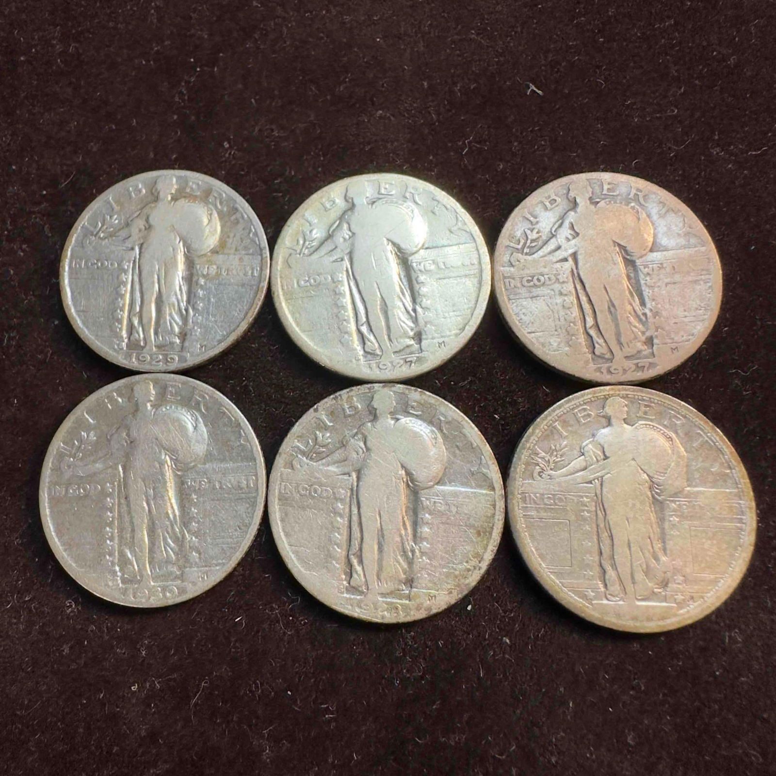 Set of Six Quarter Silver Coins Standing Liberty Quarters Coin Collection (1 of 4)
