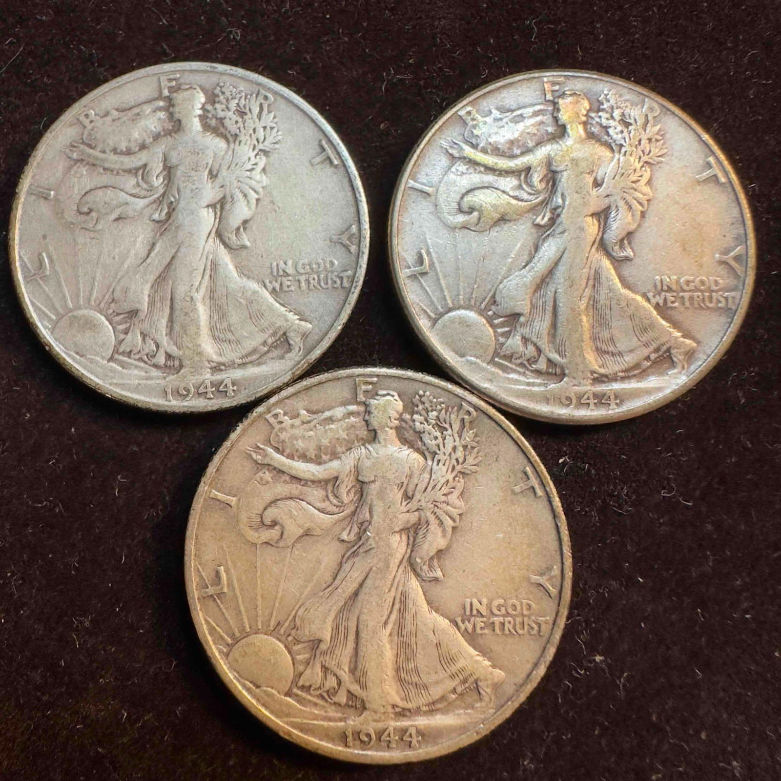 Set of Three Silver Coins 1944 Walking Liberty Half Dollar Coin Collection Walk #20 (1 of 4)
