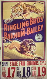 Ringling Brothers Barnum Circus Poster Transparency Lions Tigers C