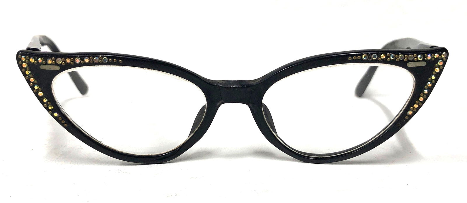 Vintage Eyewear - Mid Century Cat Eye - Black Frame with Rhinestones 44-20 (1 of 5)