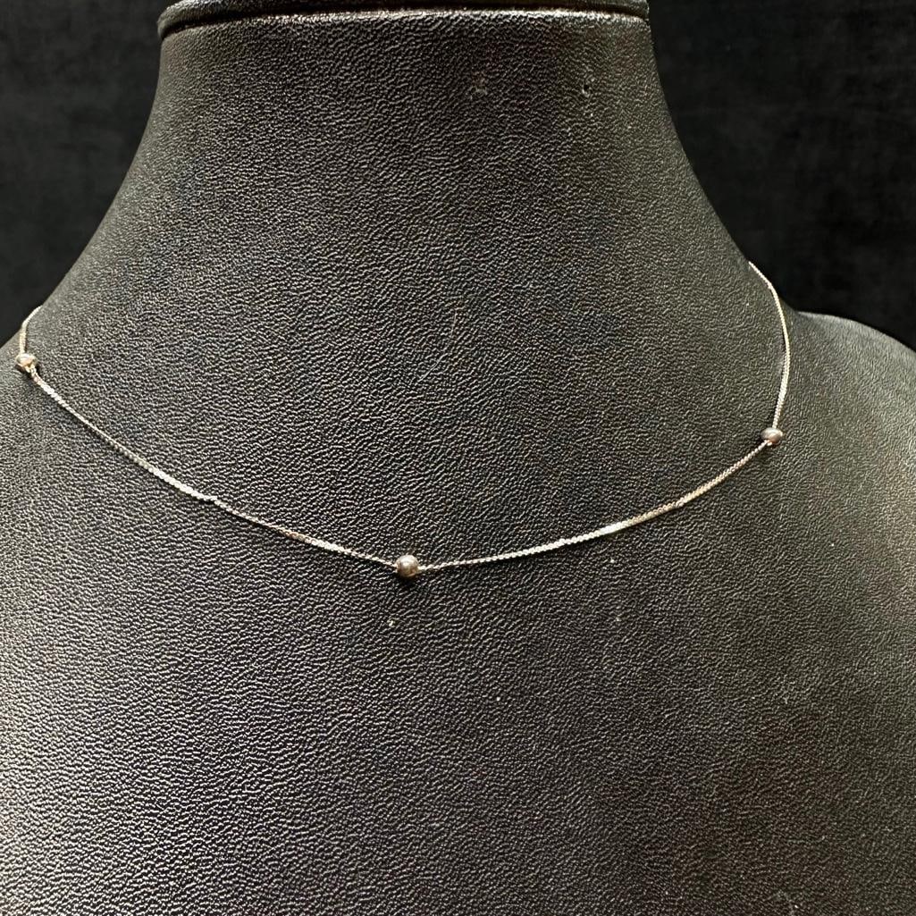 Sterling Silver Thin Chain Round Bead Necklace (1 of 2)