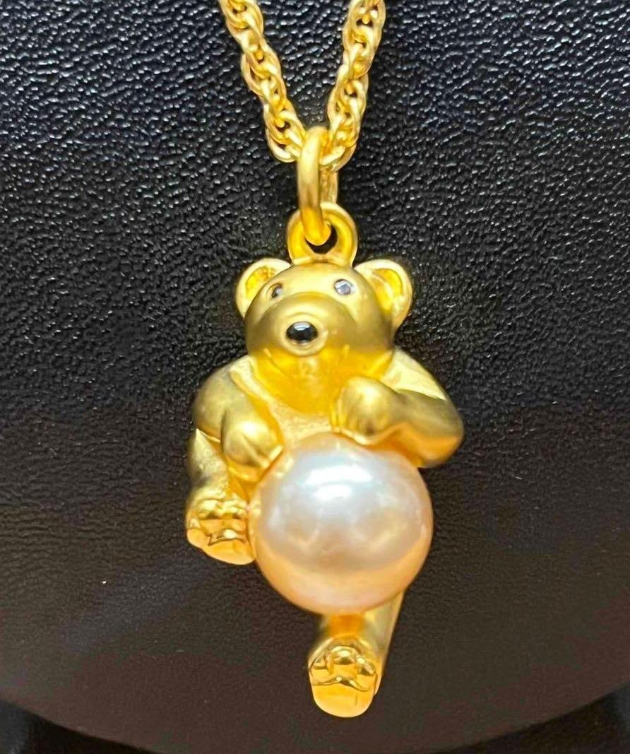 Joan Rivers Gold Tone Faux Pearl Teddy Bear Necklace (1 of 9)