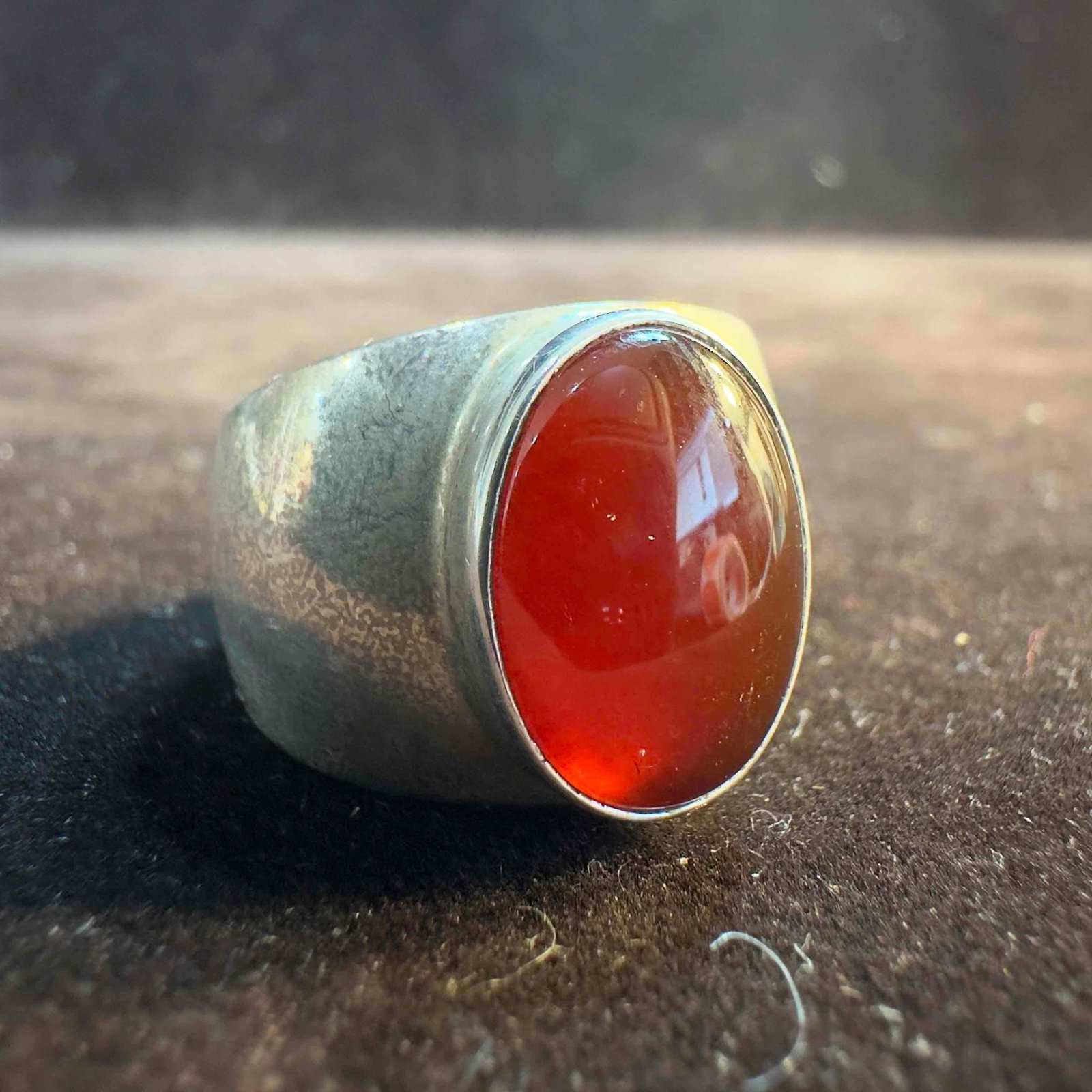 CII Mexico 925 Oval Cabochon Carnelian Sterling Silver Ring (1 of 9)