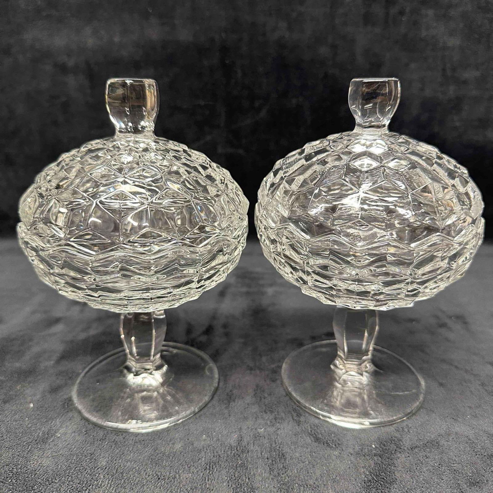Fostoria American Clear Jam Jelly Lid Candy Dish Footed Compote Set (1 of 7)
