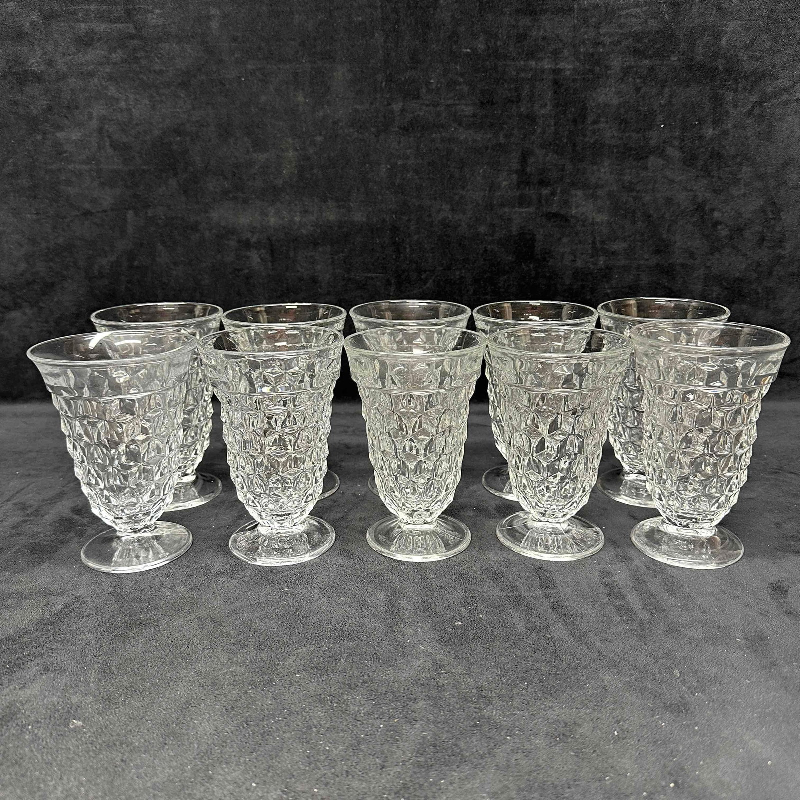 Fostoria American Cubist Low Footed Iced Tea Water Goblet Glass Set of Ten (1 of 8)