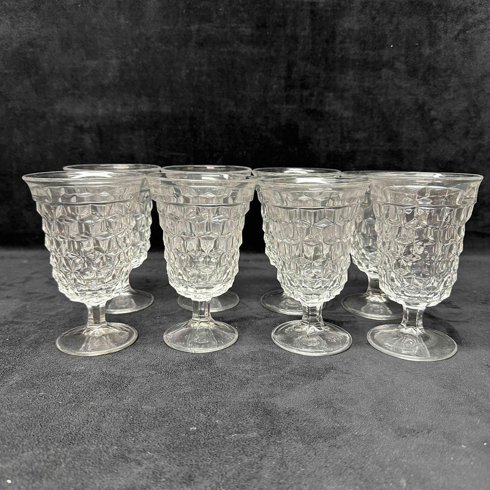 Fostoria American Clear Glass Water Iced Tea Glasses Set of Eight Low Cups (1 of 9)