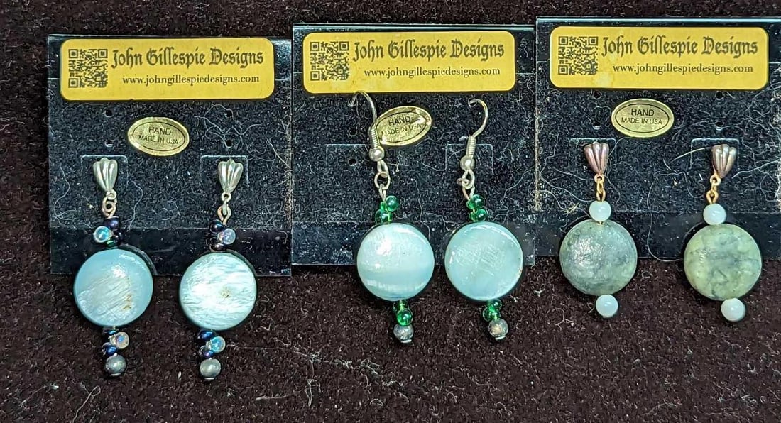 3 John Gillespie Designs Mother Of Pearl & Gemstone Earrings (1 of 5)
