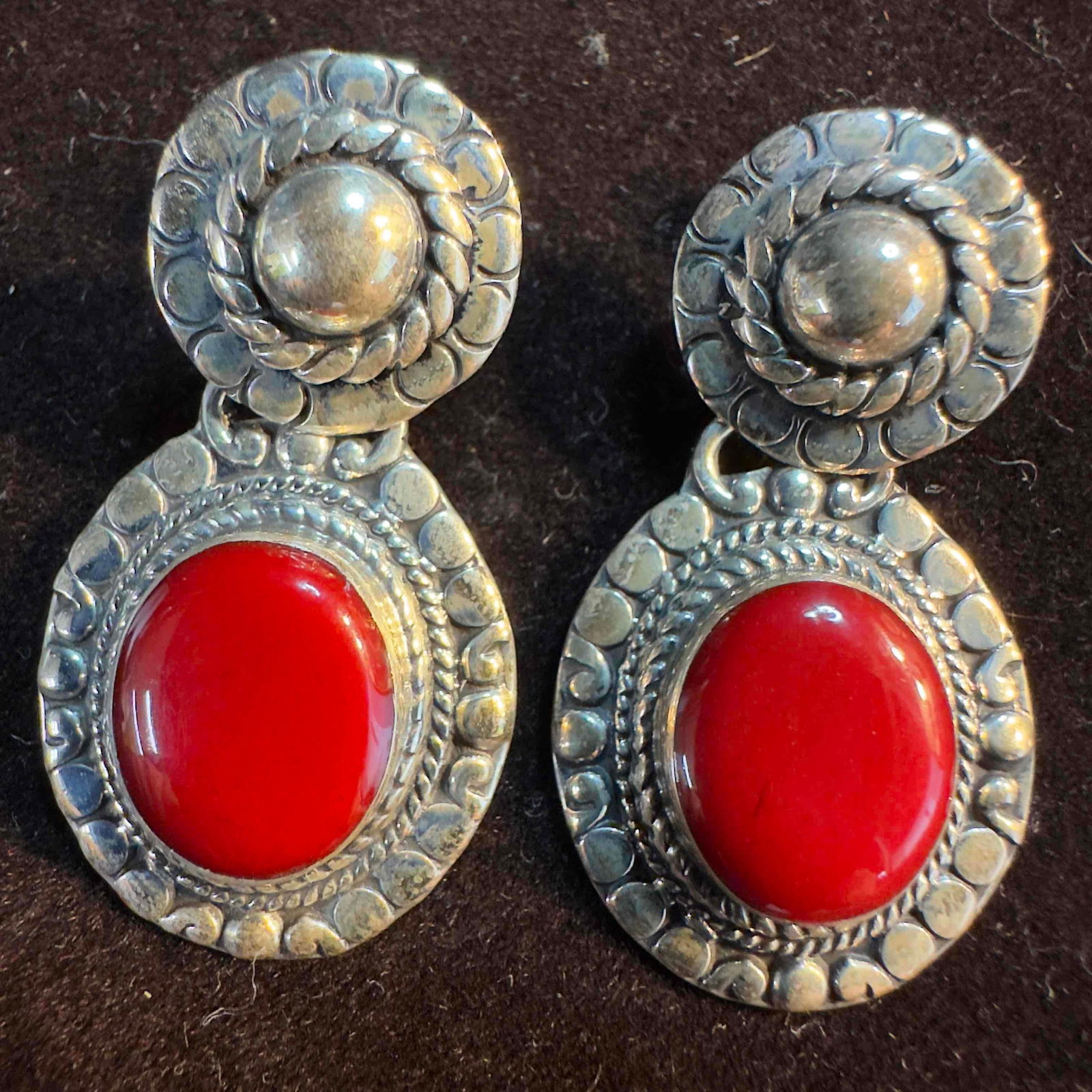 Amparo Red Jasper Dangle Drop Sterling Silver Earrings Mexico 925 B9 (1 of 6)