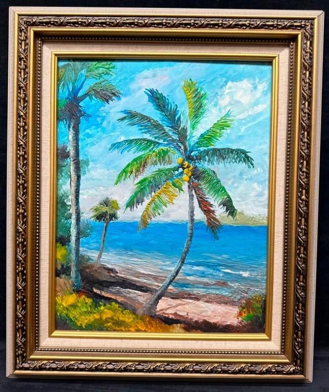 Jack E. Roberts Palm Tree Encaustic Painting (1 of 8)