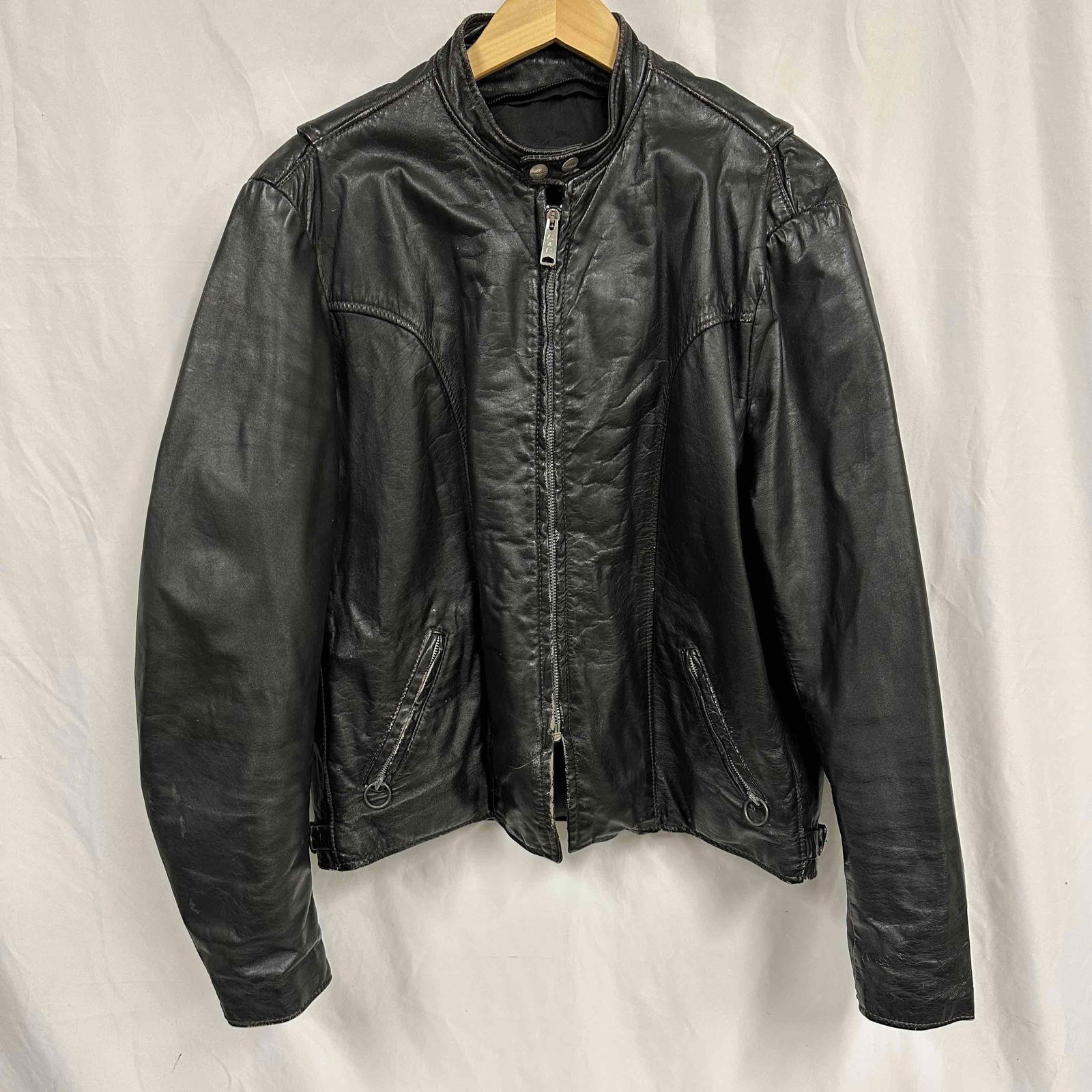 Vintage Brooks Leather Sportswear Motorcycle Cafe Black Racer Zipper Jacket (1 of 8)