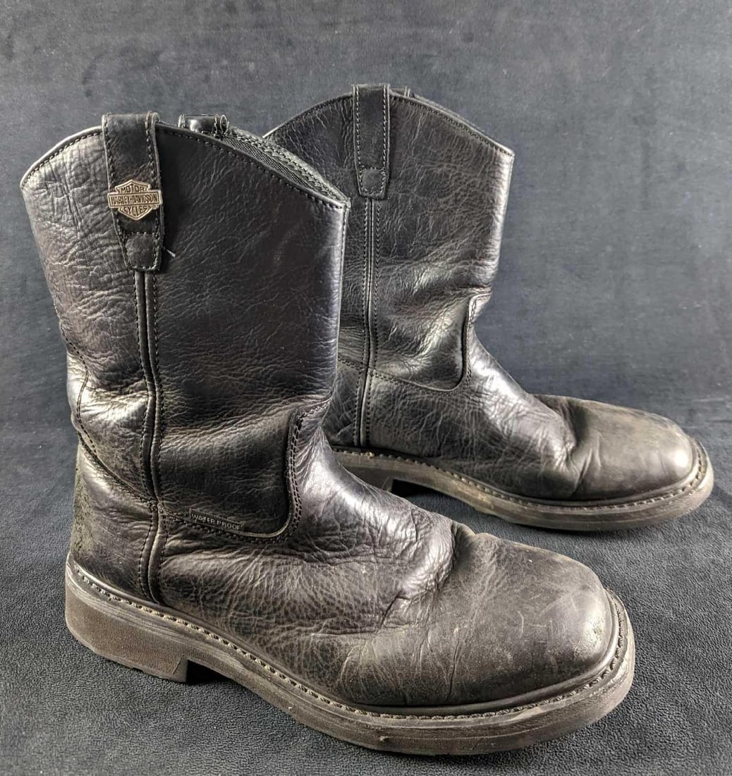 Mens Harley Davidson Pull On Leather Boots Size 10.5 (1 of 10)
