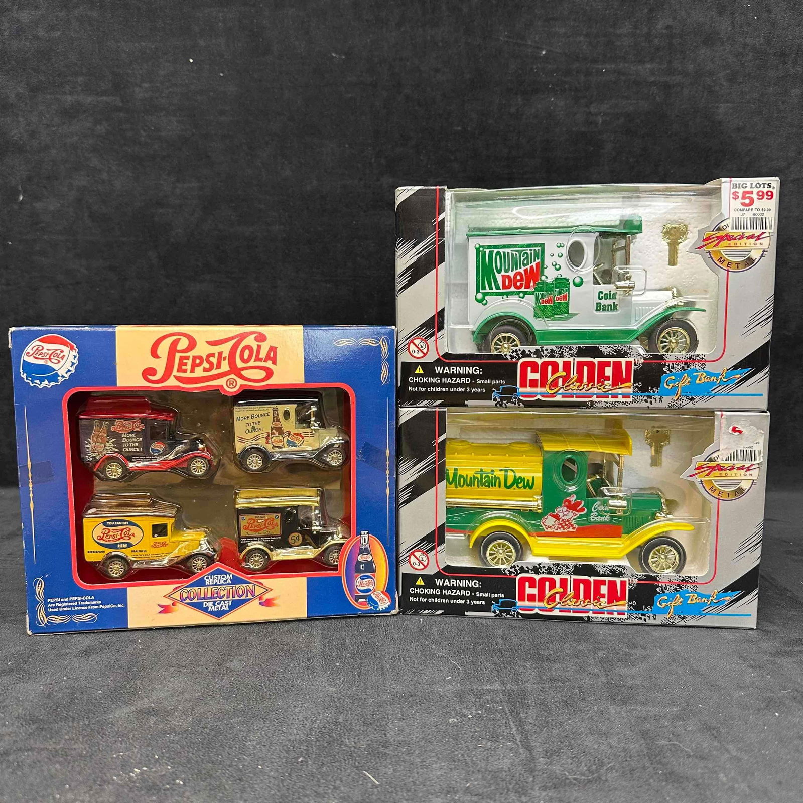 Mountain Dew Pepsi Cola Die Cast Metal Custom Replica Gift Bank Six Vehicles (1 of 4)