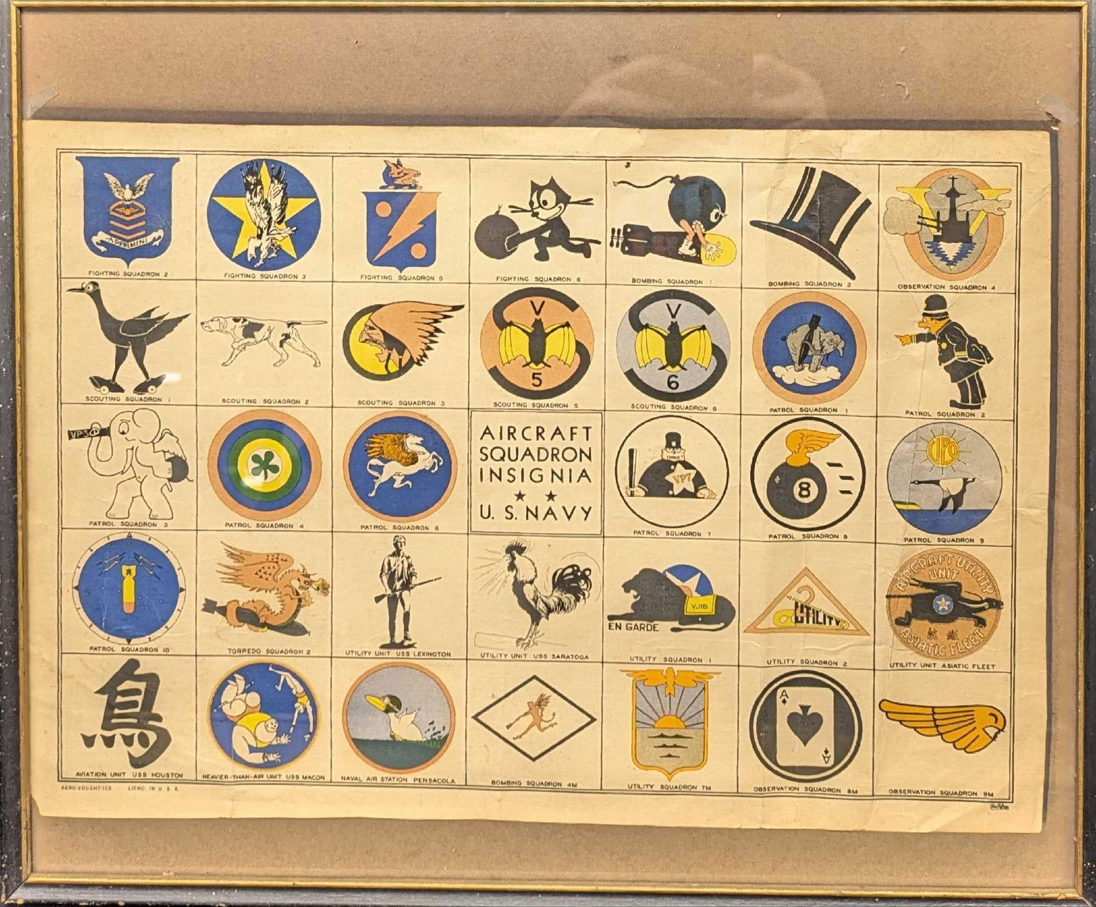 Vintage Aircraft Squadron Insignia US Navy Lithograph (1 of 5)