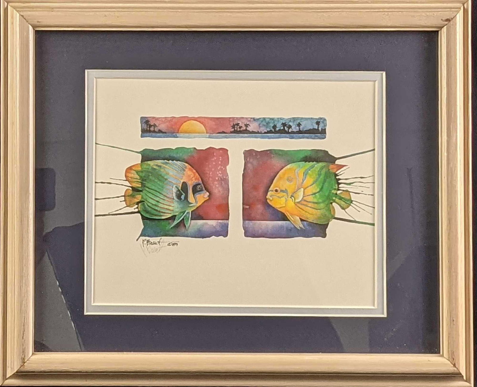 Framed Signed Paul Brent Colorful Fish Print (1 of 6)
