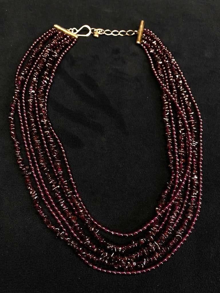 7 Strand Amethyst Bead Necklace Sterling Clasp (1 of 3)