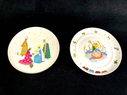Set of Christmas Plates H & Company Bavarian: Up for auction is a recent estate find, a set of (2) Christmas plates made by H &amp; Company in Bavaria, Germany and Tavola. The depict the Nativity scene and an angel playing with Christmas toys. Bo
