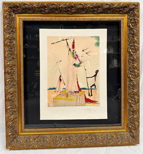 La Victoire By Salvador Dali: Original color lithograph titled "La Victoire" by Salvador Dali, hand-signed and numbered 116/195, published by ?ditions d?Art Les Heures Claires in 1975. Features Dali's signature surrealism with abs