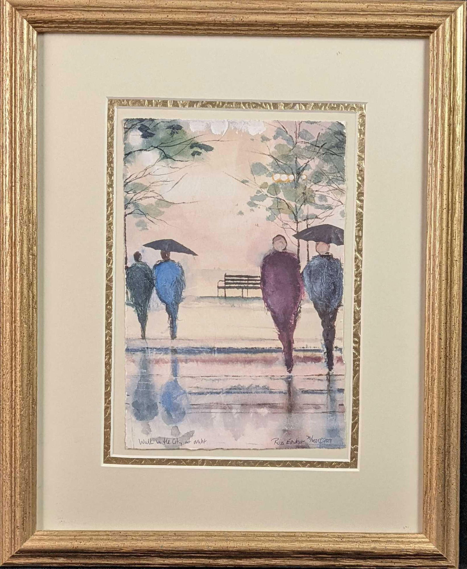 Framed LE Russ Erickson Walk In The City At Night Print B (1 of 7)