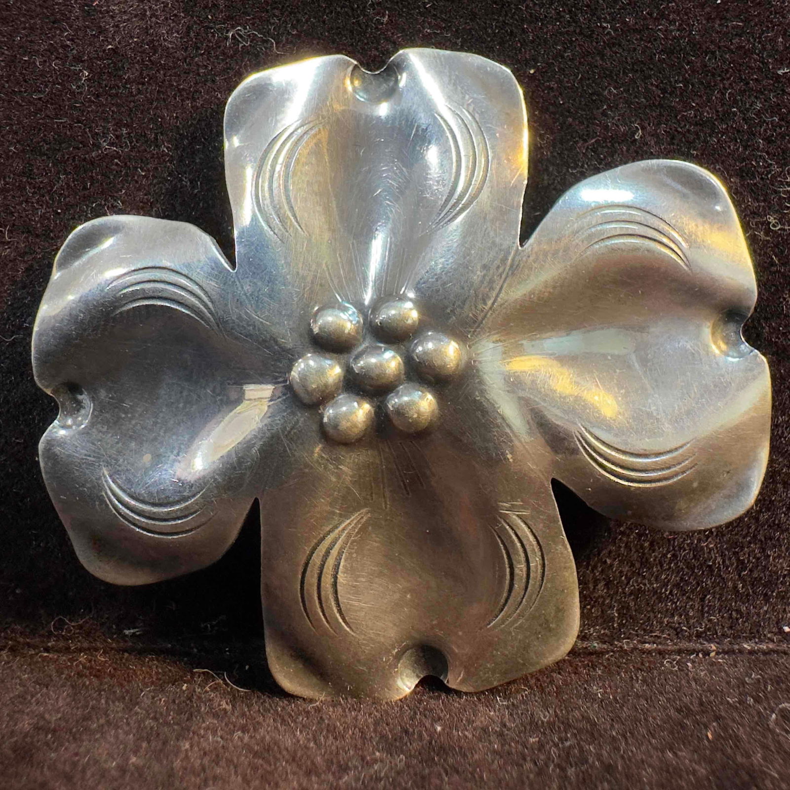 Dogwood Flower Style Sterling Silver Elegant Hand Made Brooch (1 of 6)