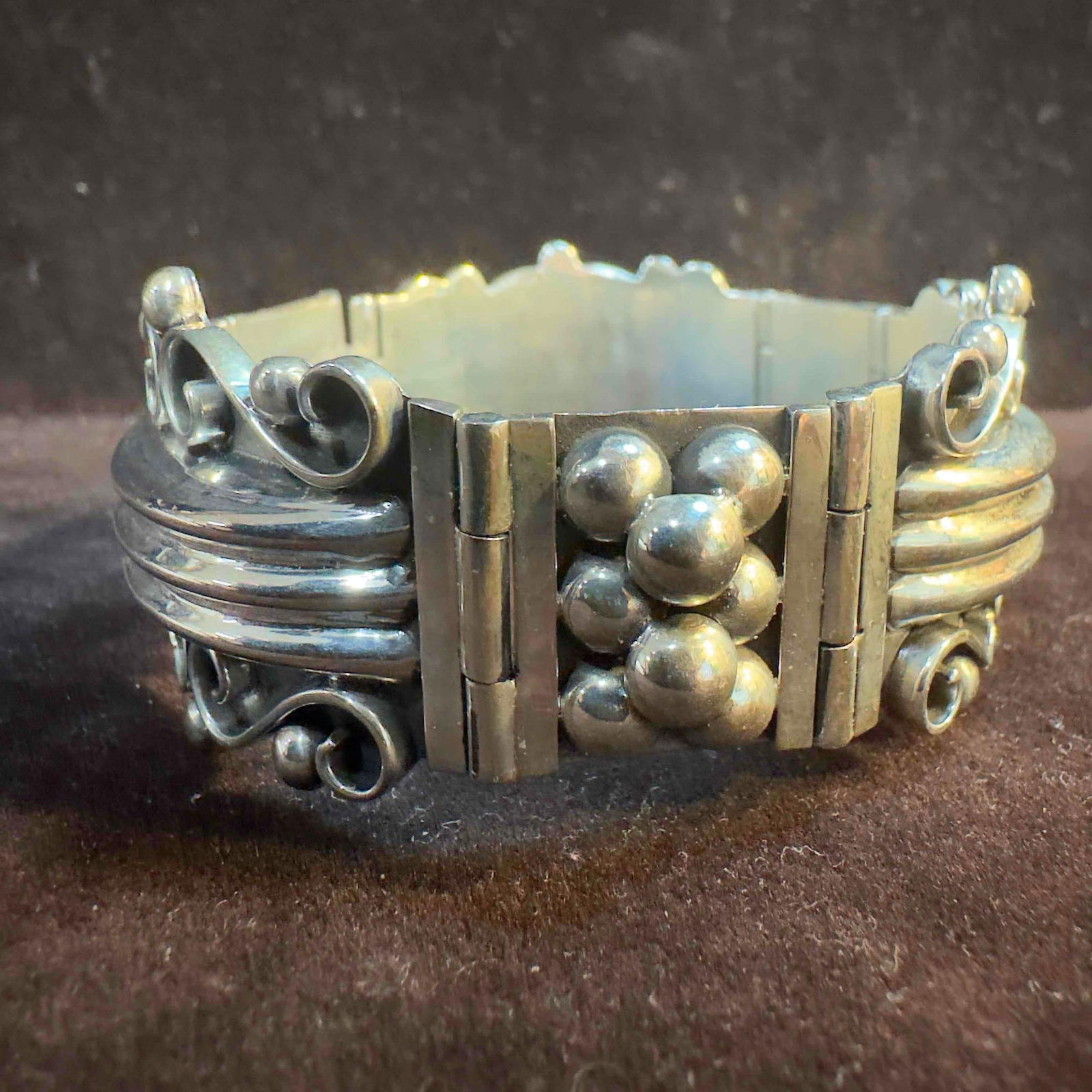 Sterling Silver Mexico 925 C-11 Ornate Design Bracelet Cuff Bangle Mexican Jewelry (1 of 12)