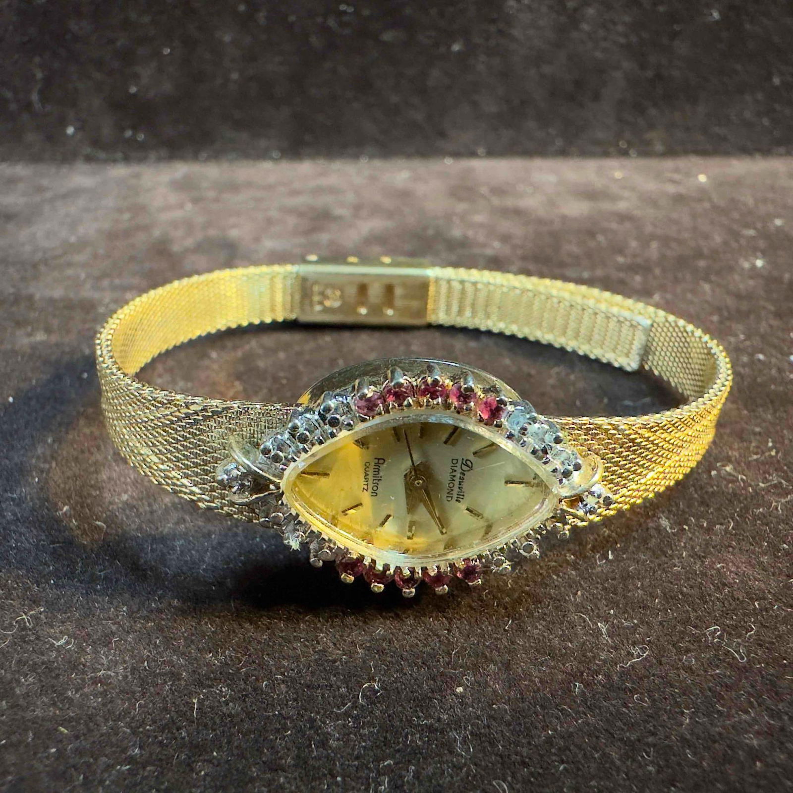 Deauville Diamond Armitron Encrusted Crystal Bezel Red Ruby Clear Quartz Women's Watch (1 of 17)