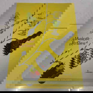 Absinthe Refined Ad Poster Homage A Calder by John Pacovsky Liquor Advertisement Set Lot of 9: Absinthe Refined Ad Poster Homage A Calder by John Pacovsky Liquor Advertisement Set Lot of 9. This set includes nine (9) posters by John Pacovsky. A few noticeable creases on the poster, minor tears,